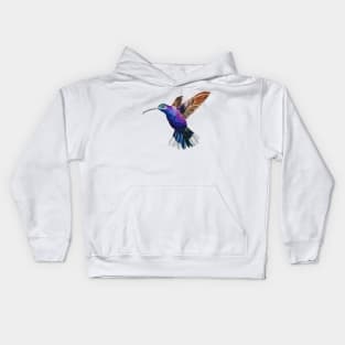 Flying Violet Saberwing Hummingbird Watercolor Painting Kids Hoodie